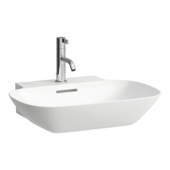 Praustuvas-dubuo Laufen INO 560x450x145 mm, šlifuota apačia, su 1 anga maišytuvui viduryje, spalva -  balta LCC (LAUFEN Clean Coat) 
